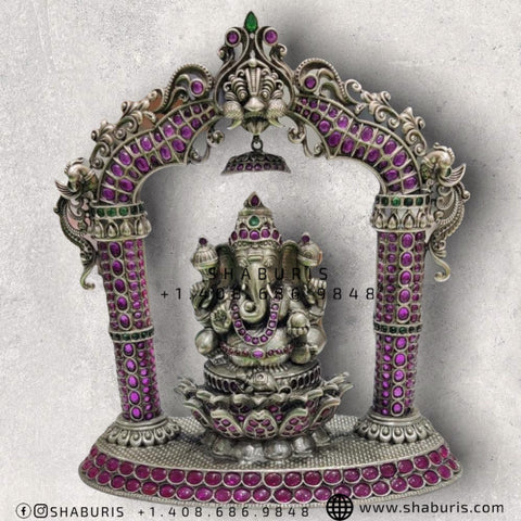 Pure Silver ganesha  idol,silver God Idol,Indian Pooja Articles,silver articles indian,pooja samagri,Antique silver article,