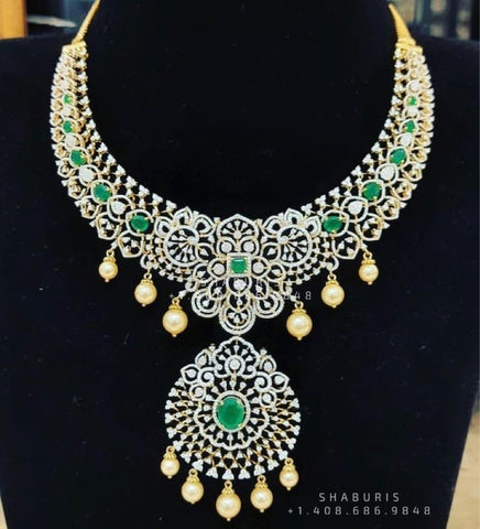 Polki Necklace Diamond Necklace Beaded Necklace Tanzanite Necklace Diamond Jewelry Moissanite Necklace Bridal Jewelry-SHABURIS