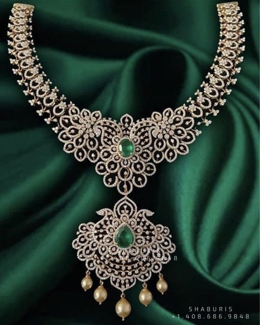 Polki Necklace Diamond Necklace Beaded Necklace Tanzanite Necklace Diamond Jewelry Moissanite Necklace Bridal Jewelry-SHABURIS