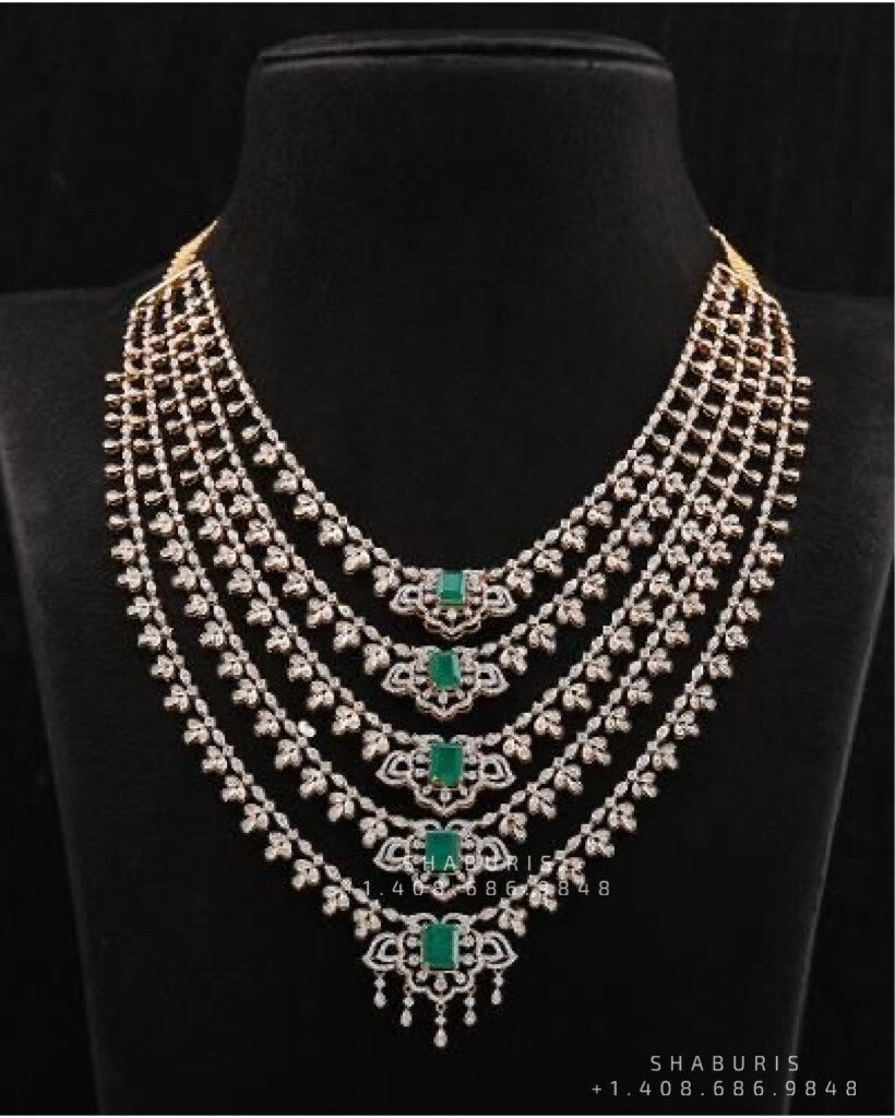 Polki Necklace Diamond Necklace Beaded Necklace Tanzanite Necklace Diamond Jewelry Moissanite Necklace Bridal Jewelry-SHABURIS