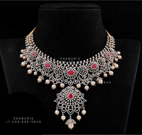 Polki Necklace Diamond Necklace Beaded Necklace Tanzanite Necklace Diamond Jewelry Moissanite Necklace Bridal Jewelry-SHABURIS