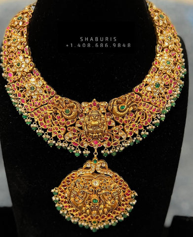 Nakshi Necklace Antique Necklace Temple Necklace Temple Jewelry Bridal Jewelry Antique jewelry nakshi jewelry naksh jewelry - SHABURIS