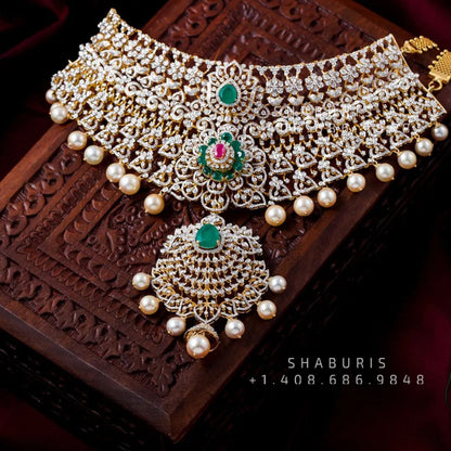 Polki Necklace Diamond Necklace Beaded Necklace Tanzanite Necklace Diamond Jewelry Moissanite Necklace Bridal Jewelry-SHABURIS