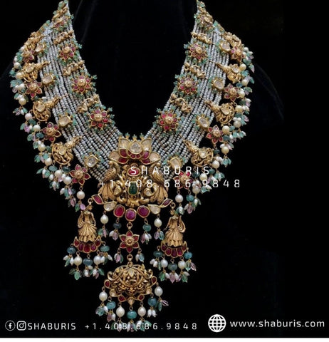 Diamond haram Diamond Necklace Diamond Choker ,silver jewelry,lyte weight Indian Bridal,Indian Wedding Jewelry-NIHIRA-SHABURIS