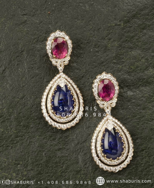 Diamond Jhumka Polki Necklace Diamond Necklace Beaded Necklace Tanzanite Necklace Diamond Jewelry Moissanite Necklace Bridal-SHABURIS