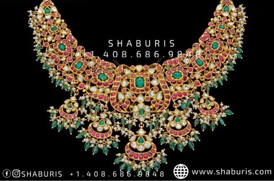 Antique Jewelry kundan Necklace Diamond Necklace Beaded Necklace ruby Necklace Diamond Jewelry polki Necklace Bridal-SHABURIS
