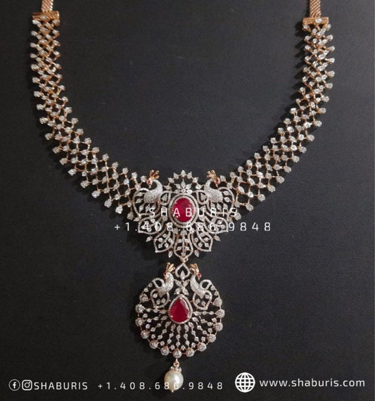 Diamond necklace swarovski diamond necklace interchangable stones detatchable pendant wedding jewelry bridal jewelry silver jewelry-SHABURIS