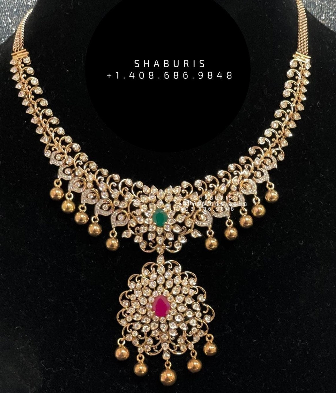 Polki Necklace Diamond Necklace Beaded Necklace Tanzanite Necklace Diamond Jewelry Moissanite Necklace Bridal Jewelry-SHABURIS
