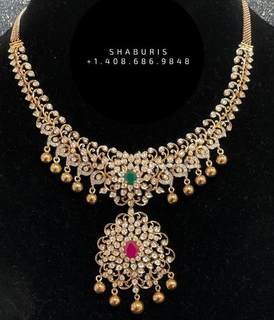 Polki Necklace Diamond Necklace Beaded Necklace Tanzanite Necklace Diamond Jewelry Moissanite Necklace Bridal Jewelry-SHABURIS