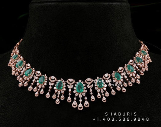 Nakshi Jewelry Polki Necklace Diamond Necklace Beaded Necklace Tanzanite Necklace Diamond Jewelry Moissanite Necklace Bridal-SHABURIS