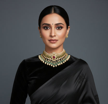 Polki Necklace Diamond Necklace pure silver jewelry indian wedding Jewelry indian bridal jewelry cocktail jewelry 925 silver jewelr-SHABURIS