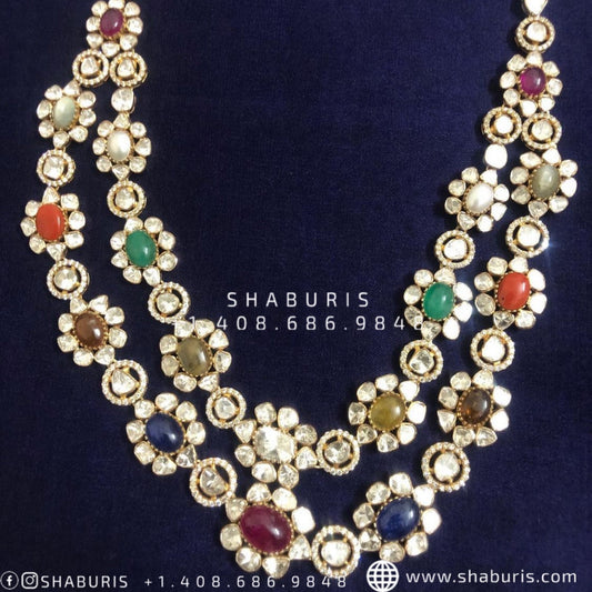 Diamond Necklace pure silver jewelry indian wedding Jewelry indian bridal jewelry cocktail jewelry 925 silver jewelr-SHABURIS