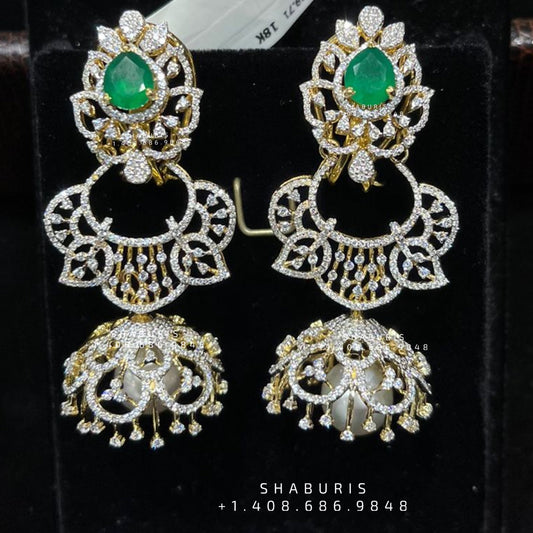 Diamond Jhumka Polki Necklace Diamond Necklace Beaded Necklace Tanzanite Necklace Diamond Jewelry Moissanite Necklace Bridal-SHABURIS