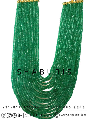 Emerald beads |Beaded Necklace | Precioud beads gems | Bollywood Jewelry| statement jewelry | green beads | gold Jewelry