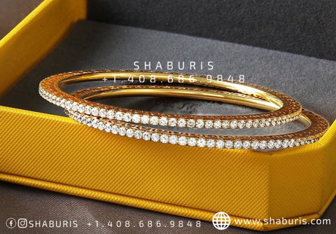 Diamond bangle,stone bangle,silver jewelry,gold bangle,wedding jewelry,white stone bangle,bridal jewelry,925 silver jewelry - SHABURIS