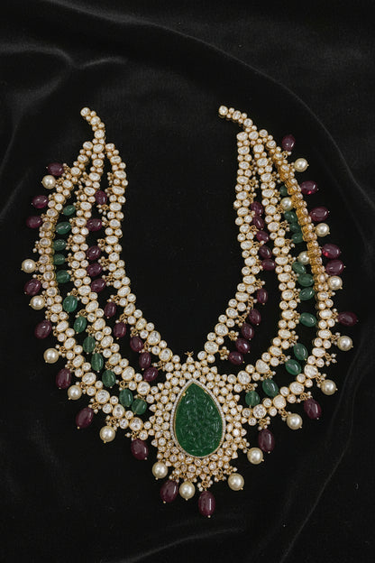 Polki Jewelry Polki Necklace Diamond Necklace Beaded Necklace emerald Necklace Diamond Jewelry Moissanite Necklace Bridal-SHABURIS