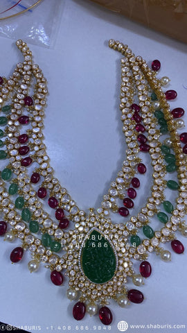 Polki Jewelry Polki Necklace Diamond Necklace Beaded Necklace emerald Necklace Diamond Jewelry Moissanite Necklace Bridal-SHABURIS
