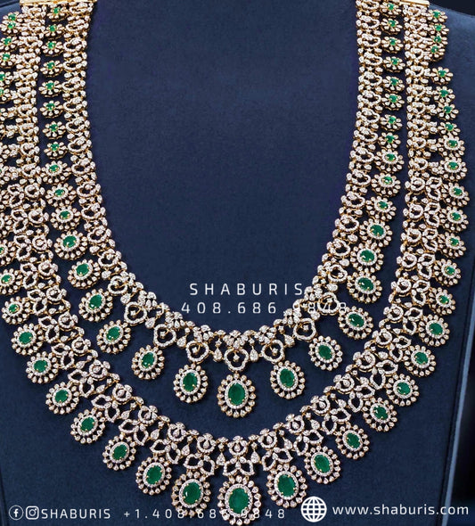 Diamond necklace swarovski Diamond Necklace emerald changable stone Necklace Diamond Jewelry 18ct diamond Necklace Bridal-SHABURIS