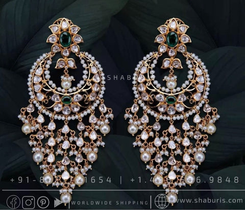 Multicolored Jadau Chandbali Earrings in Gold Plated Silver ER 008 – Deccan  Jewelry