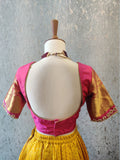 Half Saree Yellow lehenga,Bridal Lehenga,Pattu langa,Langavoni,Halfsaree,Kanjivaram Lehenga,Pattu Pavada,Silk Lehenga,teens Lehenga-NIHIRA