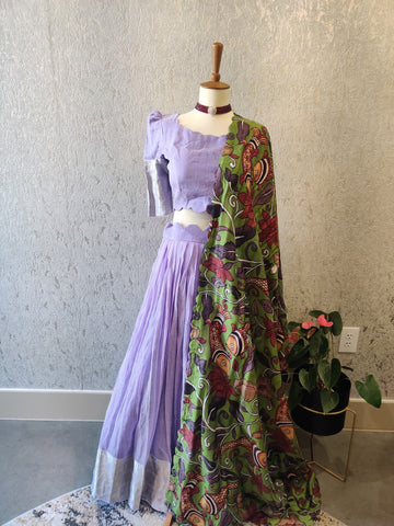Mangalagiri pattu lehenga kalamkari duppatta pen kalamkari duppatta designer lehenga choli half saree teen lehenga kids lehenga pure pattu