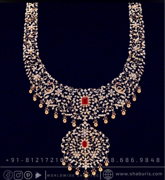 Diamond choker diamond necklace peacock design emeralds swarovski diamond silver jewelry bridal jewelry wedding jewelry south sea pearls
