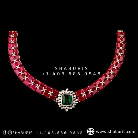 Ruby kante diamond kante diamond necklace silver jewelry 925 silver jewelry Diamond Jewelry emerald Necklace Bridal-SHABURIS
