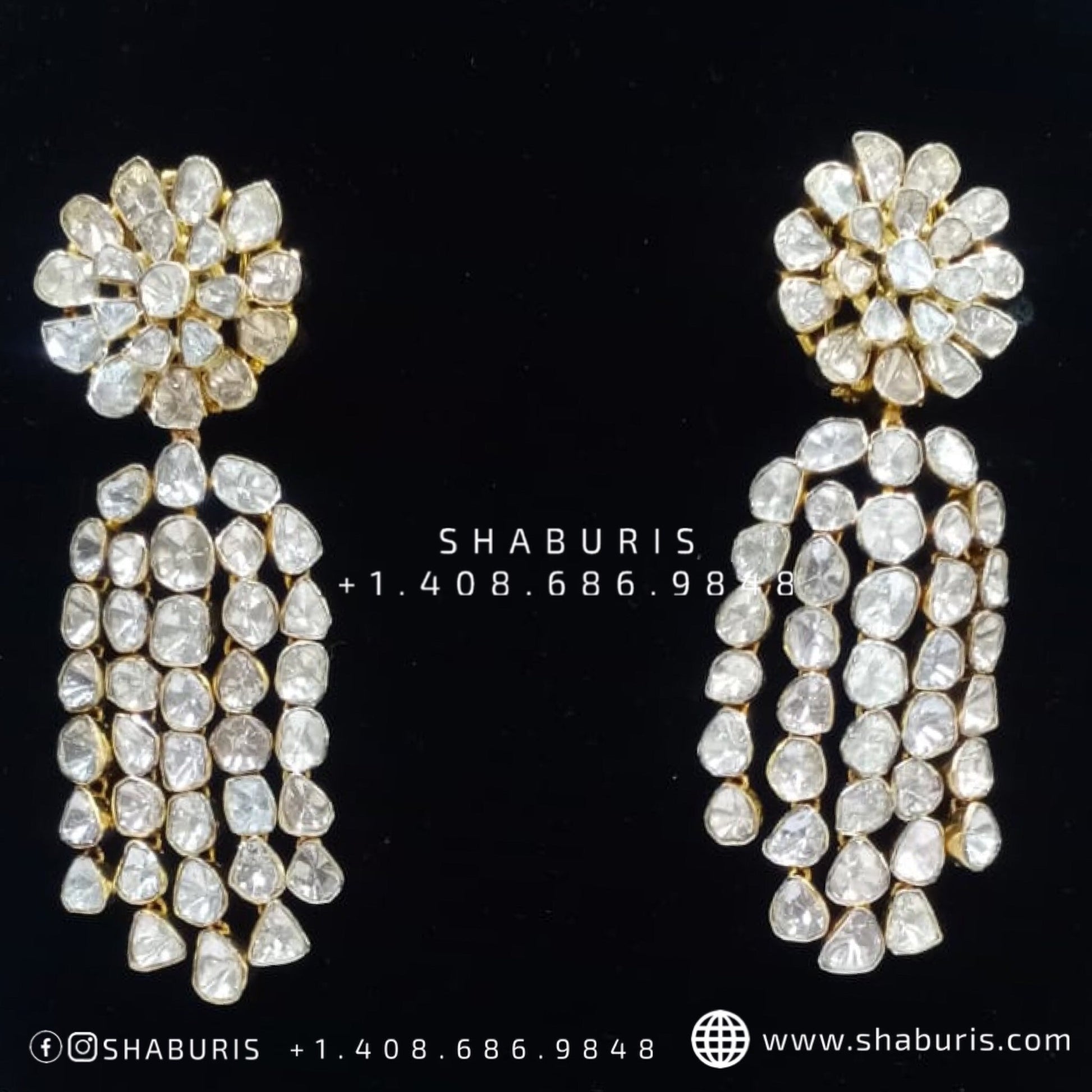 Cocktail earrings lyte weight earrings fusion earrings polki earrings silver jewelry travel jewelry 22ct gold plated m jewelry - SHABURIS