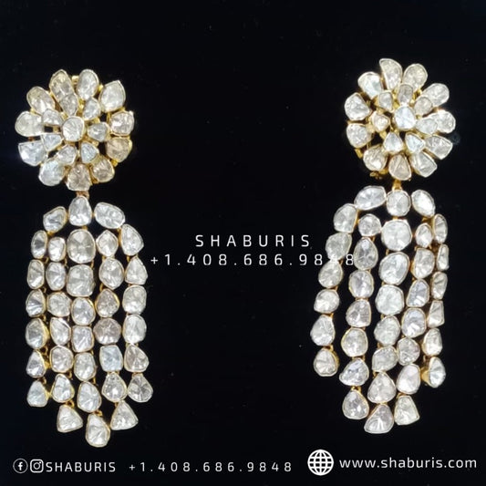 Cocktail earrings lyte weight earrings fusion earrings polki earrings silver jewelry travel jewelry 22ct gold plated m jewelry - SHABURIS
