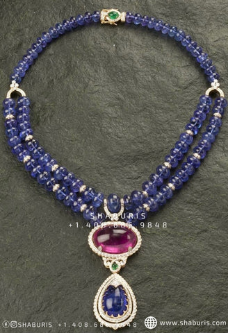 Designer Jewelry Polki Necklace Diamond Necklace Beaded Necklace Tanzanite Necklace Diamond Jewelry Moissanite Necklace Bridal-SHABURIS