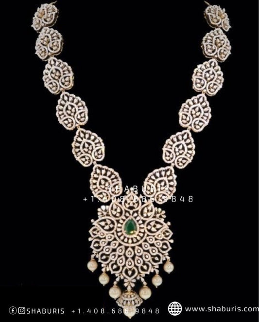 Diamond necklace dimaond haram bridal Necklace Beaded Necklace emerald Necklace Diamond Jewelry swarovski Necklace Bridal-SHABURIS