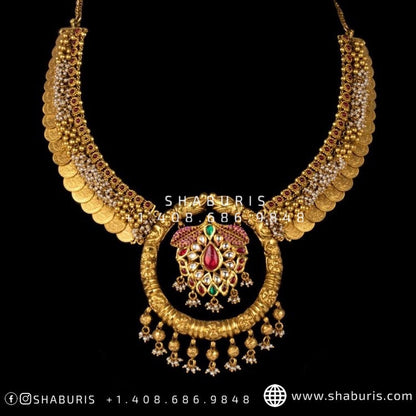 Nakshi Jewelry kasu Necklace antique Necklace gold Necklace beaded Necklace Diamond Jewelry Bridal jewelry-SHABURIS