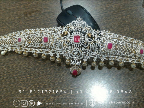 Diamond Vaddanam,South Indian Jewelry,Vaddanam,Kids Vaddanam,hip chain,diamond vaddanam,pure Silver indian jewelry - SHABURIS