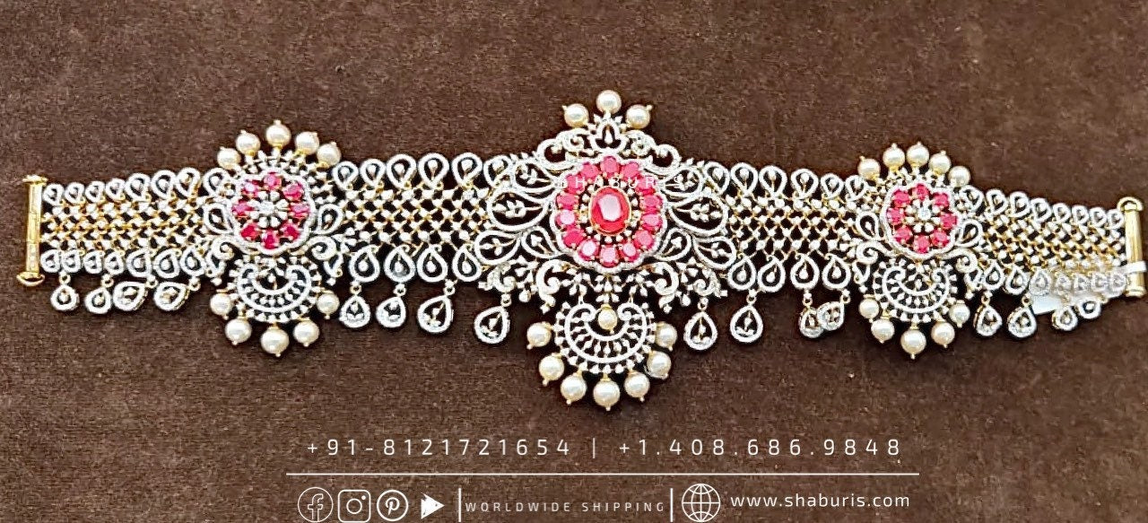 Diamond Vaddanam,South Indian Jewelry,vadiyanam,Kids Vaddanam,hip chain,925 silver jewelry pure Silver indian jewelry - SHABURIS
