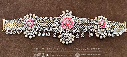 Diamond Vaddanam,South Indian Jewelry,vadiyanam,Kids Vaddanam,hip chain,925 silver jewelry pure Silver indian jewelry - SHABURIS