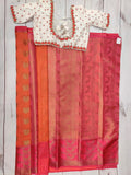 Kora saree with chikankari blouse saree stitched blouse white chikankari blouse red saree orange saree wedding saree traditional saree
