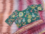 Kalamkari saree blouse aplique work blouse lyte weight saree party wear saree blouse festive saree grey saree kalamkari blouse