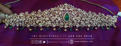 Saree belt maggam work belt lakshmi pendant vaddanam waist belt design –  Nihira