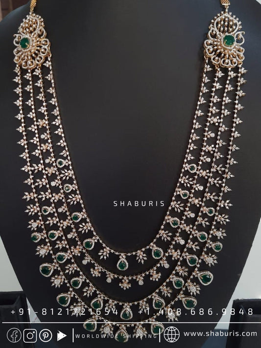 Diamond Choker Polki diamond necklace diamond vaddanam multi purpose necklace silver jewelry indian wedding jewelry - SHABURIS