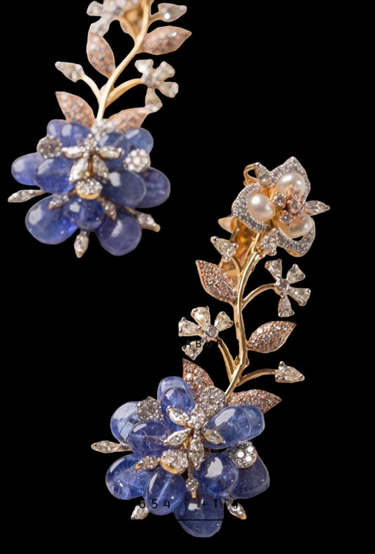 Tanzanite Earrings cocktail earrings fusion earrings silver jewelry pure silver 925 silver indian jewelry designs high end jewelry -SHABURIS