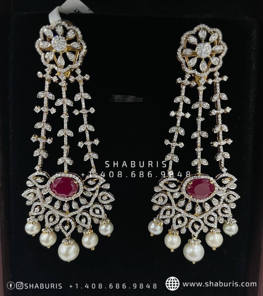 Diamond Jhumka Diamond Earrings pure silver jewelry indian wedding Jewelry indian bridal jewelry cocktail jewelry 925 silver jewelr-SHABURIS