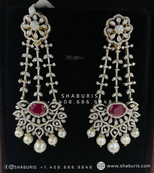 Diamond Jhumka Diamond Earrings pure silver jewelry indian wedding Jewelry indian bridal jewelry cocktail jewelry 925 silver jewelr-SHABURIS