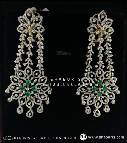 Diamond Jhumka Diamond Earrings pure silver jewelry indian wedding Jewelry indian bridal jewelry cocktail jewelry 925 silver jewelr-SHABURIS