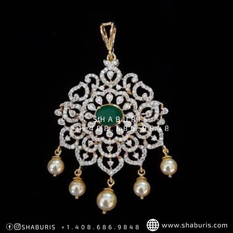 Diamond tikka Diamond Pendant pure silver jewelry indian wedding Jewelry indian bridal jewelry cocktail jewelry 925 silver jewelr-SHABURIS