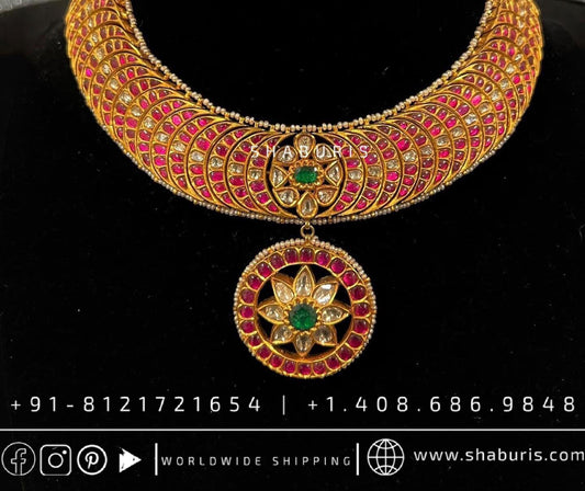Kundan necklace antique necklace rubies emeralds bridal diamond necklace indian jewelry designs silver jewelry wedding jewelry - SHABURIS