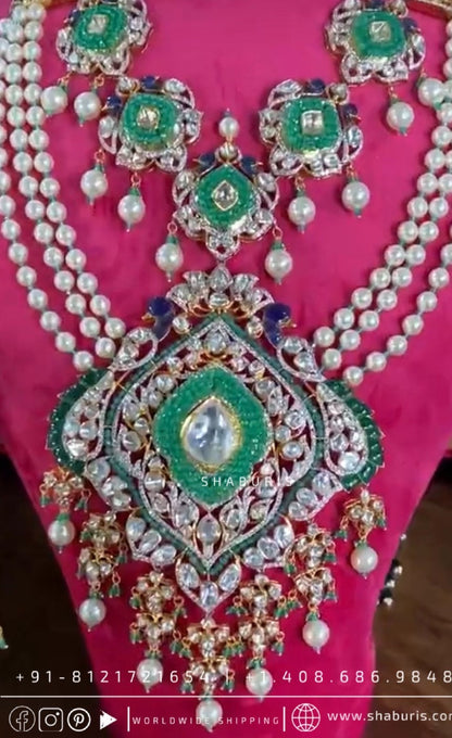 Kundan necklace antique necklace rubies emeralds bridal diamond necklace indian jewelry designs silver jewelry wedding jewelry - SHABURIS