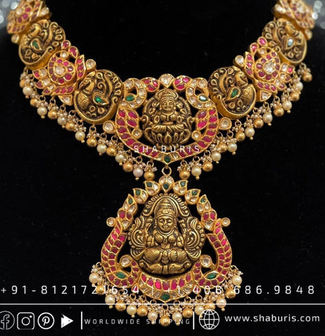 Kundan necklace antique necklace rubies emeralds bridal diamond necklace indian jewelry designs silver jewelry wedding jewelry - SHABURIS