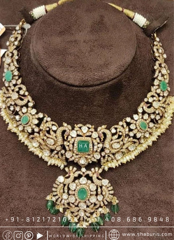 Kundan necklace antique necklace rubies emeralds bridal diamond necklace indian jewelry designs silver jewelry wedding jewelry - SHABURIS