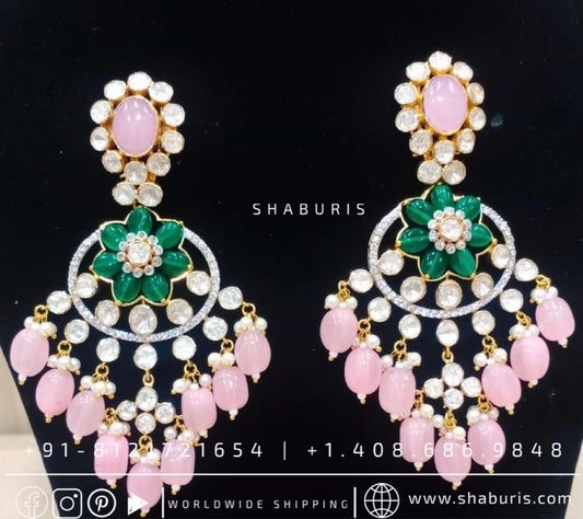 Diamond Jhumka Diamond Earrings pure silver jewelry indian wedding Jewelry indian bridal jewelry cocktail jewelry 925 silver jewelr-SHABURIS