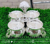 haldi bowl,kumkum bowl,sindhoor bowl,kumkum box,chandan box,pooja silver items,silver articles pooja,pure silver,4 cup kumkum holder silver